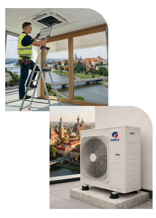 Kompleksowy montaż klimatyzacji z jednostką wewnętrzną i zewnętrzną realizowany przez KK Klima
